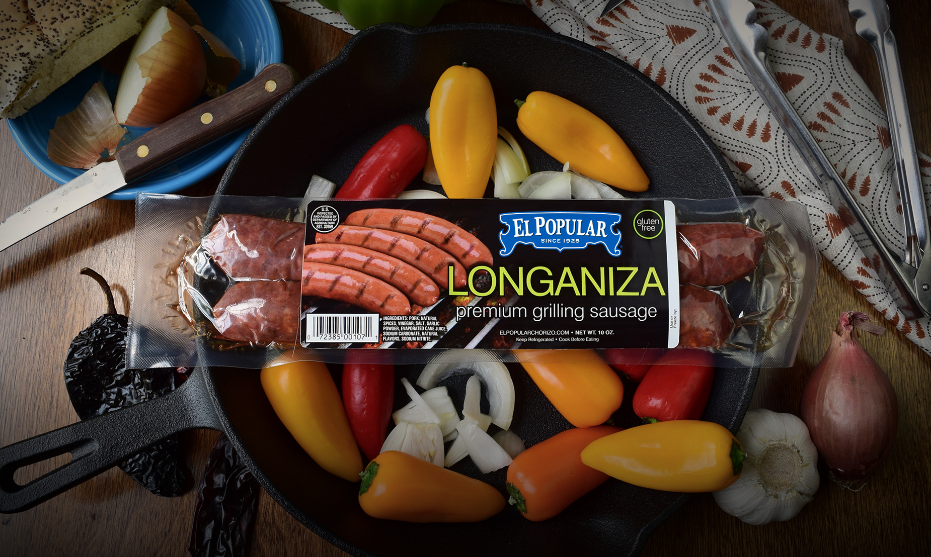 Traditional Longaniza alongside vegetables