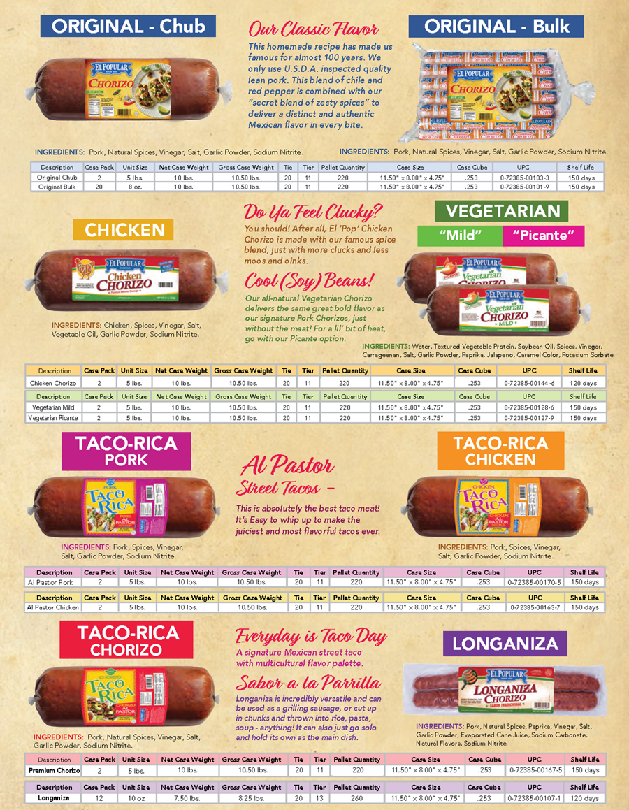 El Popular food service brochure page 3